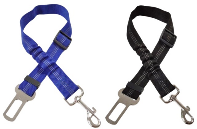 VergHatia 차량용 애완동물 안전벨트 강아지 충격방지 자동차 고정 고탄력 벨트 2p 세트, 2개, 블랙 푸른 색