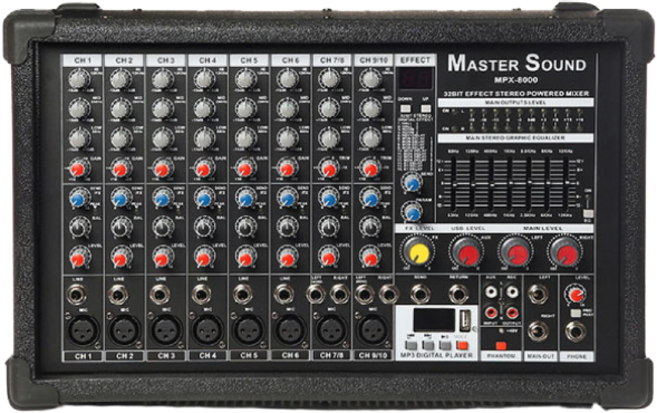 플라만 MPX-8000 파워드믹서 800W 10채널 MP3 이펙터