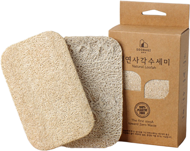 옵티머스 사각 천연수세미 제로웨이스트 주방 설거지, 5개, 10개입