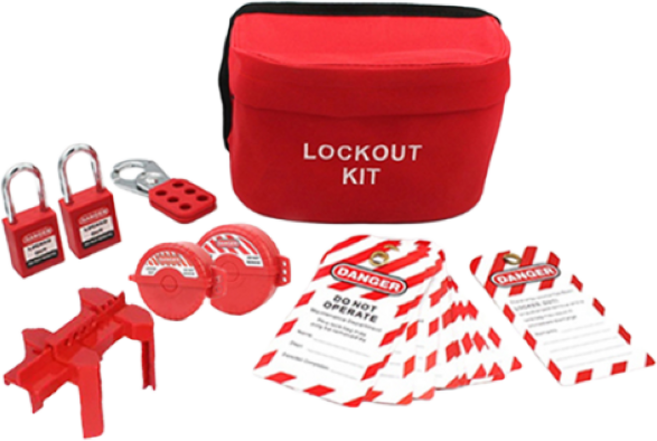 SHLG45 LOTO 휴대용 밸브 잠금장치 소형 키트 Lockout Bag Kit, 1세트, 빨강