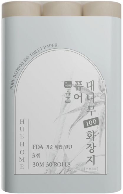 휴홈 퓨어 대나무 100 화장지 30m, 1개, 30롤