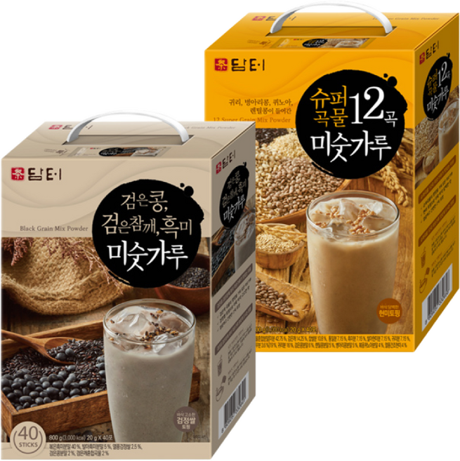 담터 미숫가루 40T 2종 (검은콩참깨 흑미 +슈퍼곡물 12곡), 800g, 1개