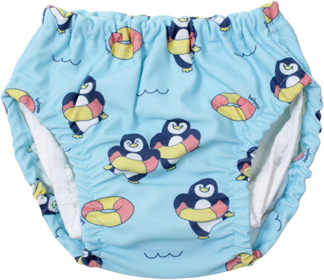 베이비앙 튜브펭귄 2중 샘방지 물놀이팬티 방수 수영장기저귀(팬티/팬츠(바지)형), 1개, 팬티형 S