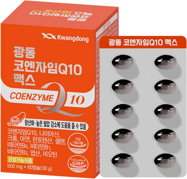 광동 코엔자임Q10 맥스 2개월분 코큐텐 11종기능성, 1박스, 60정 - 쿠팡