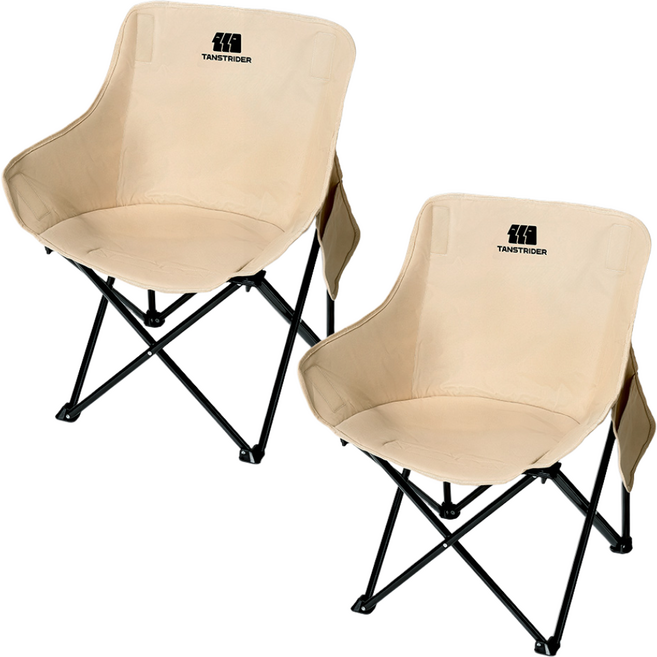 탄씨엔쯔 탄스트라이더 아웃도어 스틸 파이프 문 체어+보관가방 세트 KJCAB64002179, 카키, 2개