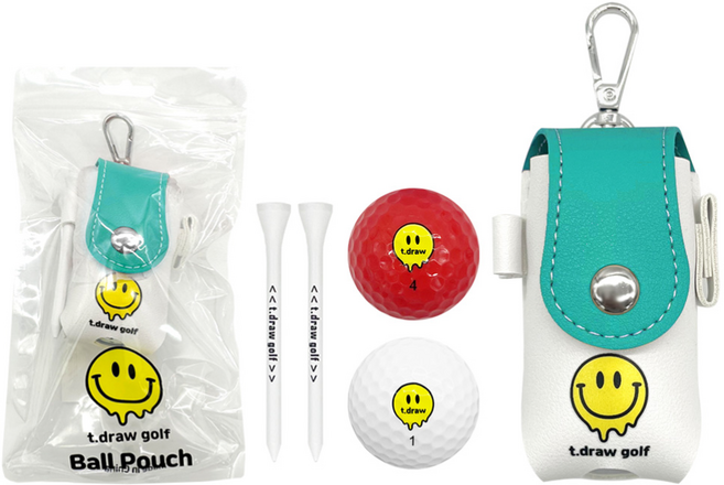 티드로우 골프공파우치 2구 골프볼 주머니케이스 공2개 티2개 포함, 민트, 1개