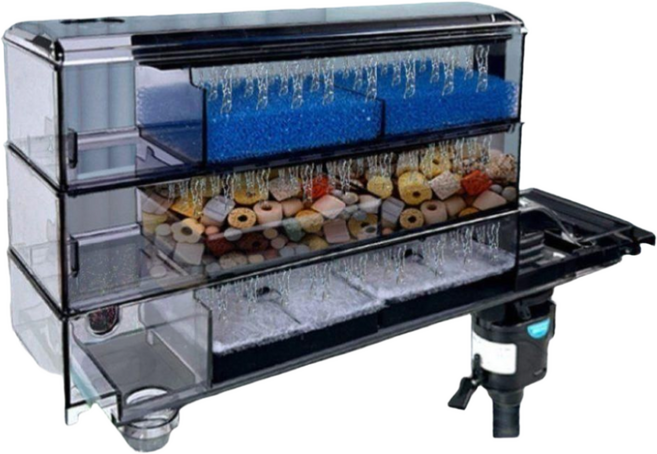 어항 상단 여과기 3단 드립식 박스형 여과시스템 박테리아 여과 수족관용, 대형 3층 여과 (53-81CM)-기본형