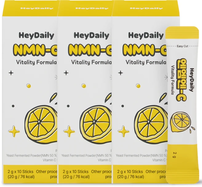 [공식판매처] 헤이데일리 NMN-C 엔엠엔씨 천연NMN 비타민C 레몬맛 10포, 3개, 20g - 쿠팡