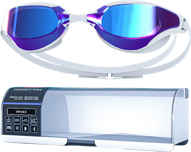 Swim마니아 UV자외선차단코팅 물안경 김서림방지 미러 수경, 1개, 화이트