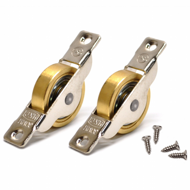 로드하드웨어 목문용 황동 신주 호차 창문/중문/미닫이문 로라, 평, 2개