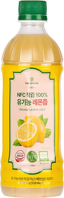 파이토메이드 NFC착즙 100% 유기농 레몬즙, 1개, 500ml