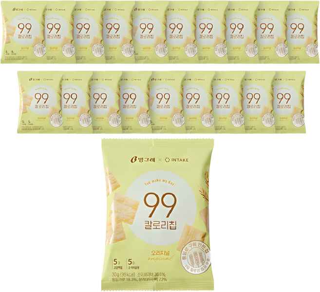 빙그레 99칼로리칩 오리지널, 30g, 20개