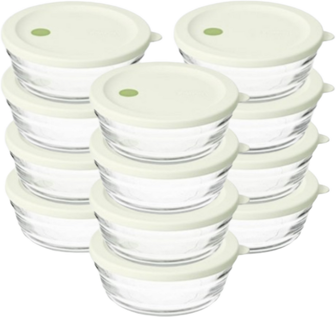 글라스락 냉동밥용기 햇밥용기 전자레인지 이유식 냉동밥보관 유리용기 310ml, 12개, 4px3