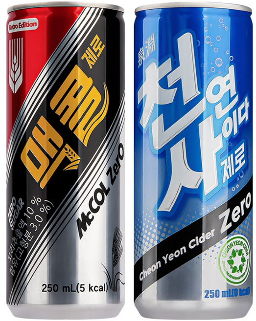 1+1 맥콜제로+천연사이다 제로 250ml, 60개