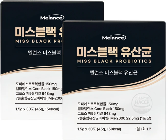 멜런스 미스블랙 여성전용 새치 블랙 유산균 50억 프로바이오틱스 멜라닌 모발 영양제 하수오 검은콩 블랙푸드, 2박스, 30정 - 쿠팡