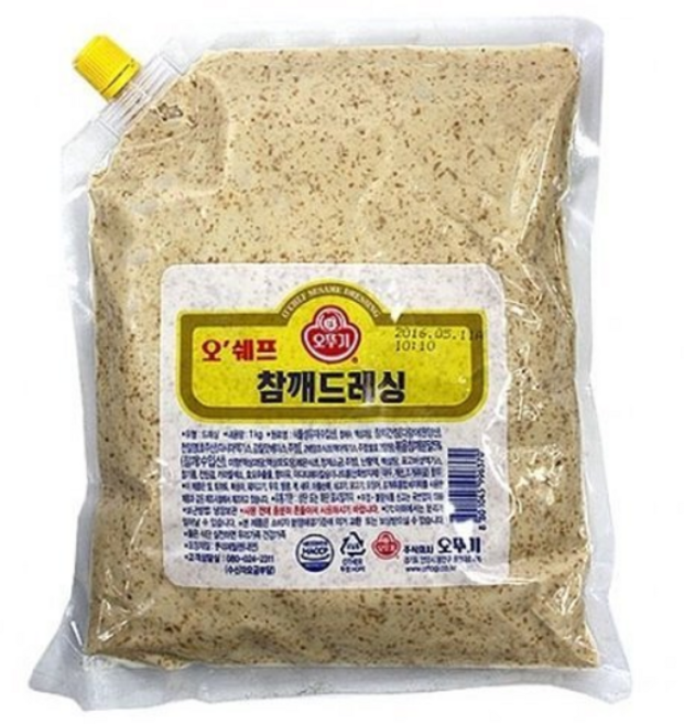 오뚜기 참깨드레싱 1kg 샐러드 드래싱 소스 양념 벌크 비닐팩 업소용 식당, 2개