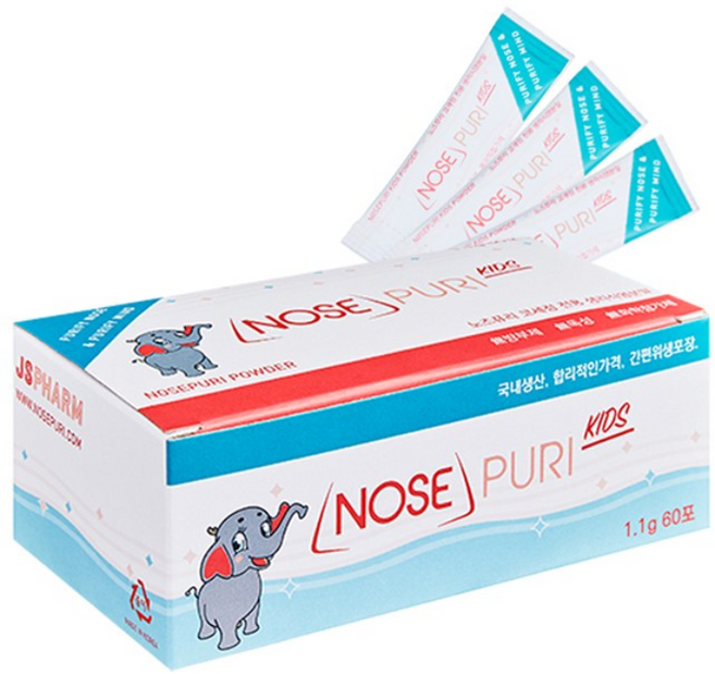 [노즈퓨리] 노즈퓨리 코세정용 분말 (어린이용 1.1g) 60포 키즈, 1개