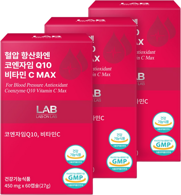 랩온랩 혈압 항산화엔 코엔자임Q10 코큐텐 비타민C MAX 60캡슐, 3개, 60정
