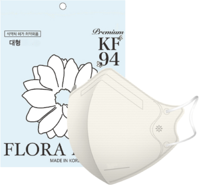 플로라 KF94 국산 새부리형 컬러 마스크, 10매입, 10개, 아이보리(대형)