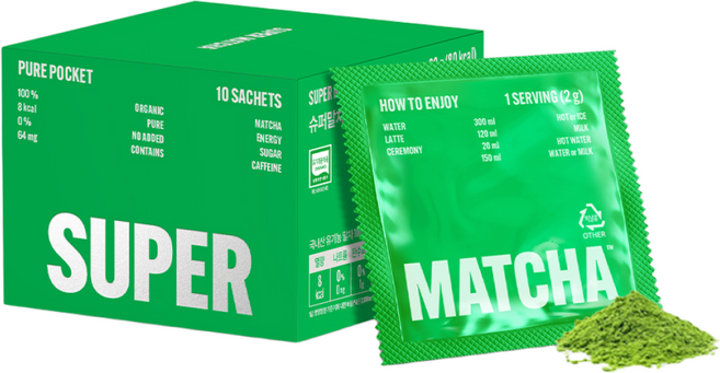 슈퍼말차 퓨어 포켓, 1개, 10개입, 2g