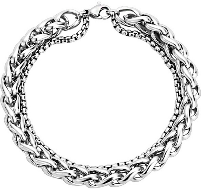 위드아이즈 티타늄 레이어드 체인 팔찌