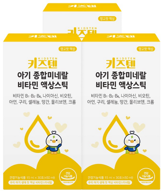 키즈텐 아기 종합미네랄 비타민 액상스틱, 30회분, 3개