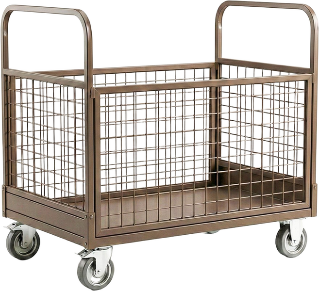 접이식 카트 물류창고 운반용 손수레 고하중 바스켓카트 롤테이너, 브라운 중형, 1개
