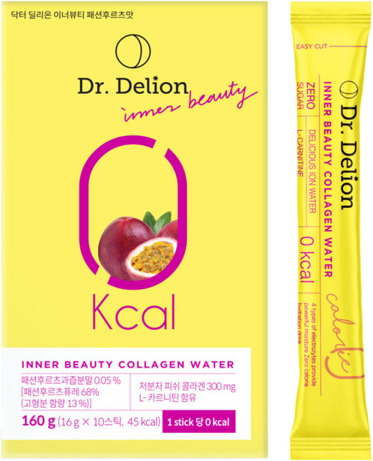 닥터딜리온 이너뷰티 패션후르츠맛 물에타먹는 전해질 이온음료 콜라겐 수분보충 제로칼로리, 160g