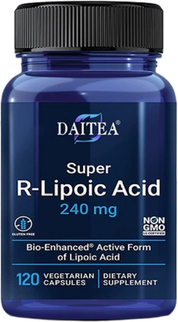 Daitea Super R-Lipoic Acid는 항산화 건강을 지원하여 세포 에너지 대사 및 필수 피부 건강을 유지하는 데 도움을 줍니다., 120캡슐, 1개, 120정
