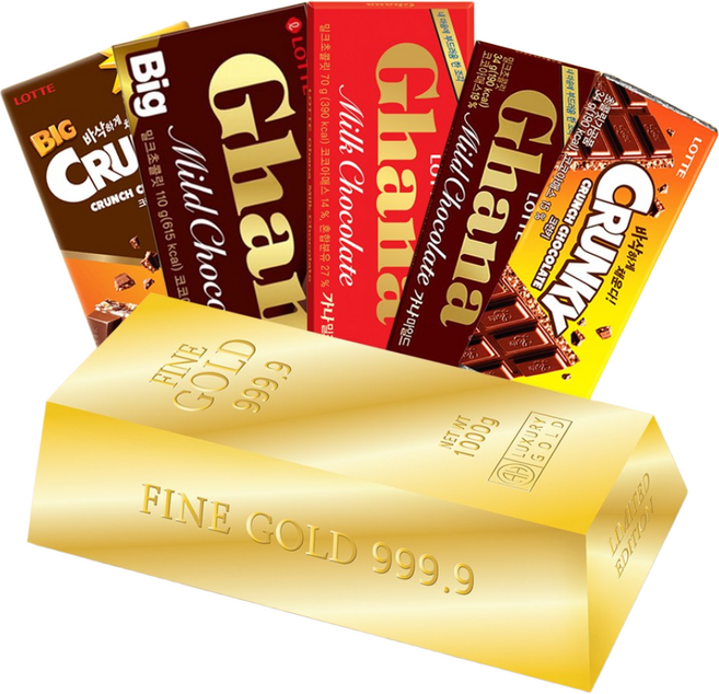 골드바 초콜릿 5종 혼합 선물세트 빅가나 빅크런키 가나 밀크 가나 마일드 크런키 각한개 발렌타인데이 수능 시험 합격 응원 행운, 1세트, 330g