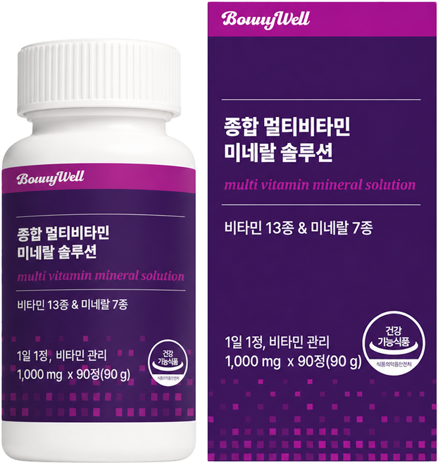 보니웰 종합 멀티 비타민 미네랄 솔루션, 1박스, 90정