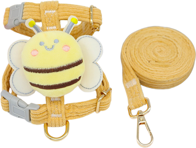 랜보어 반려동물 꿀벌 가슴줄 세트, 옐로우, 1개