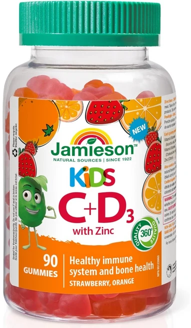 Jamieson 자미에슨 키즈 비타민 C 비타민 D 아연 90구미젤리, 1개, 90정 - 쿠팡