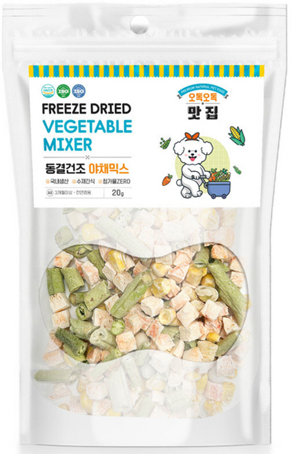제이그린푸드 반려동물 오독오독맛집 동결건조 간식, 야채믹스, 20g, 3개