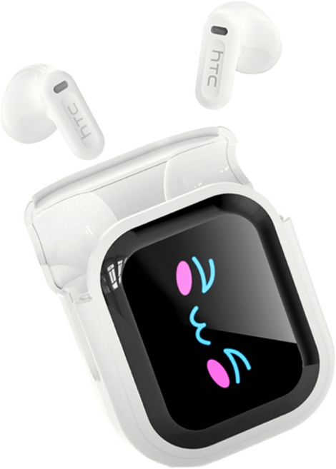 HTC NE20 AI 번역 이어폰 무선 블루투스 이어폰 LED 화면 다기능 고음질 방수 스포츠 및 게임용 이어폰, 흰색, AI 버전