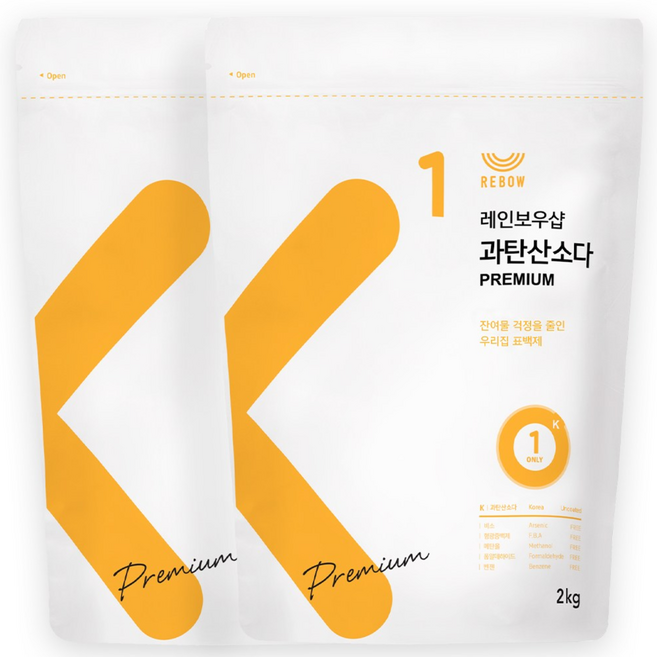 레인보우샵 과탄산소다 산소계표백제 프리미엄, 2kg, 2개