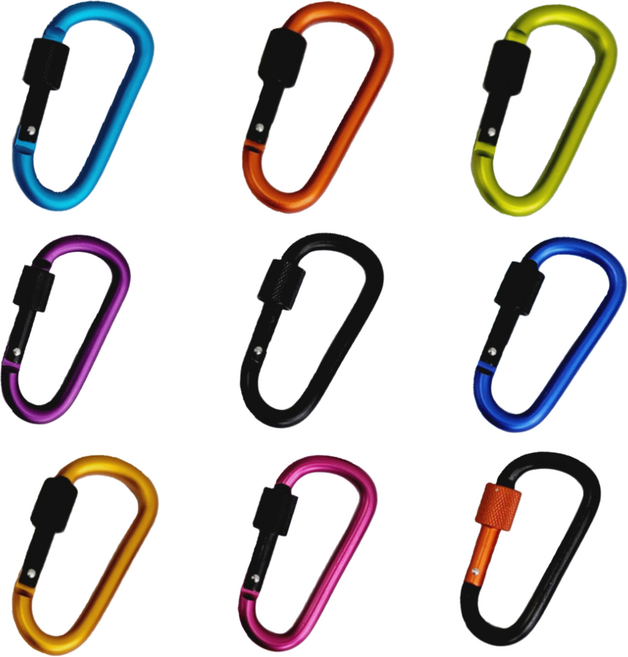 유스툴 다용도 컬러 무광 카라비너 10개, 1세트, 올블랙10개1세트