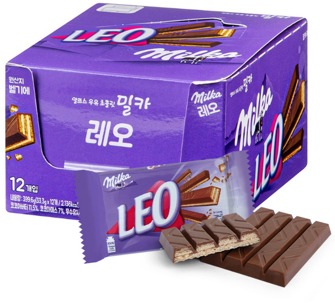 밀카 레오 밀크 초콜릿, 33.3g, 12개