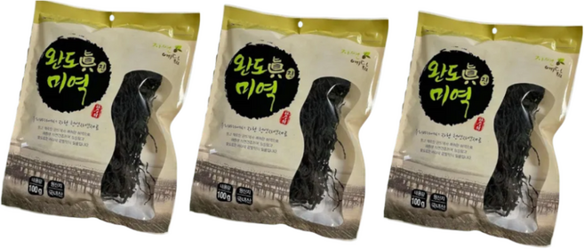 해풍건조 부드럽고 쫄깃한 명품 완도 진미역, 100g, 3개