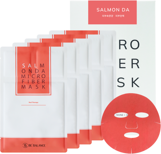비밸런스 영양 탄력 샐몬 DA 극세사 마스크팩 1box (5ea), 1개, 5개입