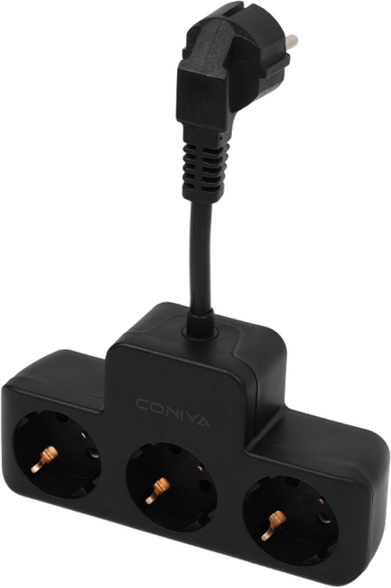 코니야 T탭 블랙 3구 확장형 멀티탭 티탭, 10cm, 1개