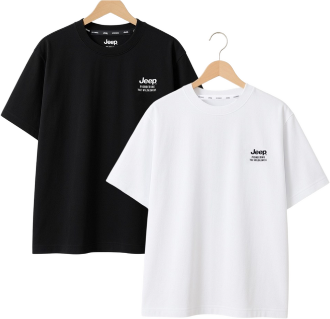 지프 뉴로고 반팔티 1+1 - 화이트 블랙 싱글에어그램