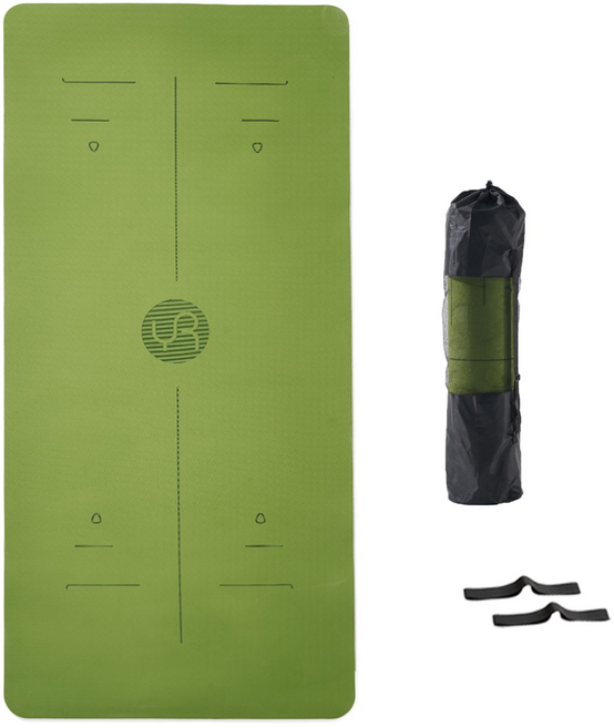 유렌 센터라인 요가매트 미끄럼방지 TPE 90cm 와이드 필라테스 운동매트, 1개, 라임그린