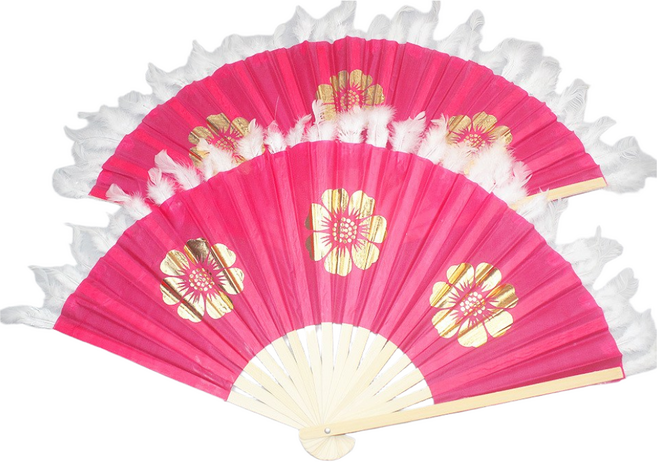 분홍부채 전통 깃털 학습 부채춤 무용 부채 1쌍, 2개, 핑크