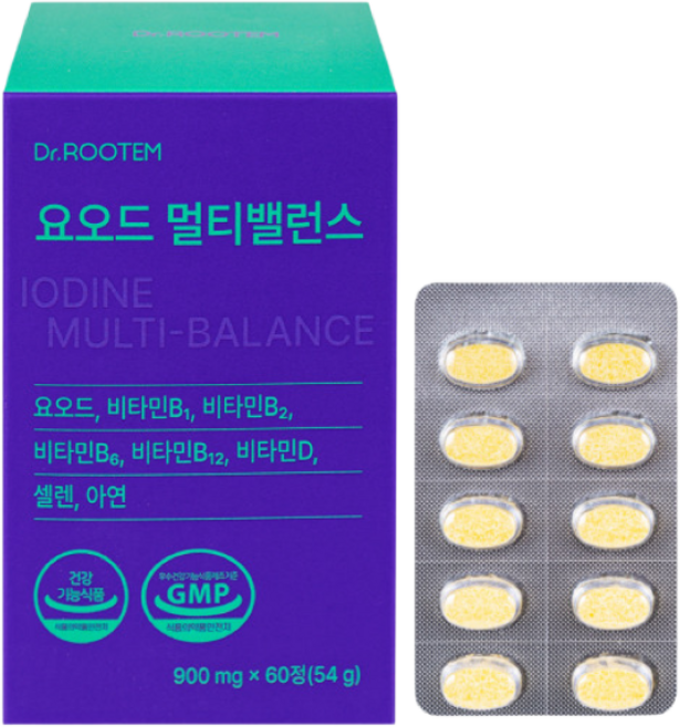 요오드영양제 갑상선영양제 아이오딘 요오드 갑상선 건강 iodine, 1세트, 60정