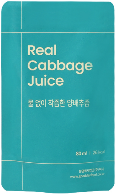 [좋은하루식품]물 한 방울도 넣지 않은 NFC 착즙 양배추즙 80ml, 100개