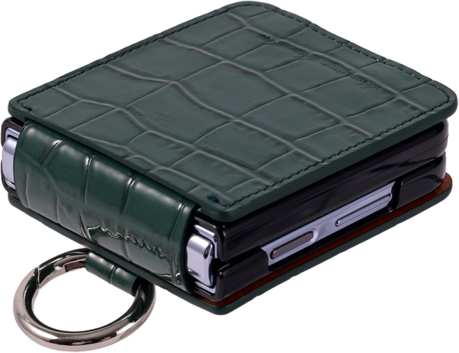 본아띠 DAVID 천연소가죽 악어 크로커다일 힌지보호기능 갤럭시 Z플립 케이스(카드수납없음)