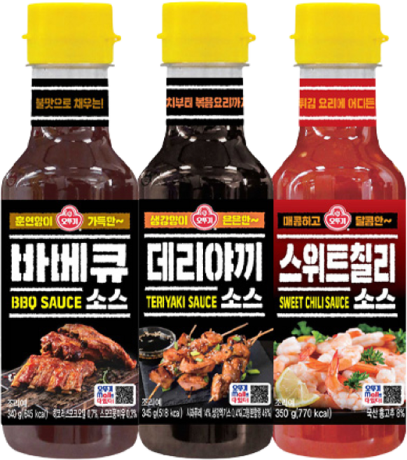 스위트칠리소스 350g+데리야끼소스 345g+바베큐소스 340g, 1세트, 1.035kg
