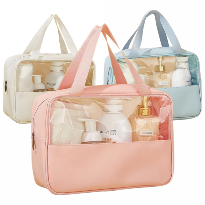 wasso 심플 고밀도 반투명 방수 수영 가방, 로디 핑크