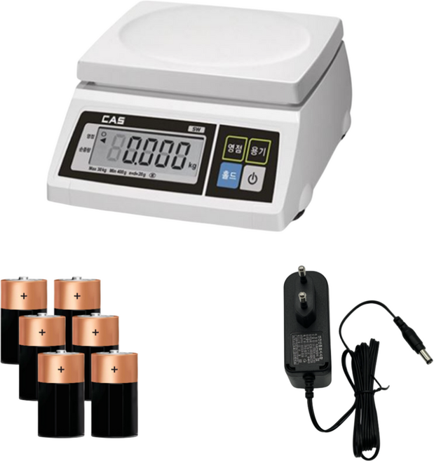 카스전자저울 SW-1S 시리즈 2kg 5kg 10kg 20kg 30kg 정품 아답터 포함, 1개, 2kg (1g 단위) 정품아답터 포함